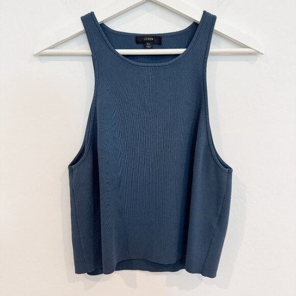 J. Crew Supersculpt Racerback Cropped Sweater Tank Top Shell Base Layer Blue XL - Picture 3 of 9